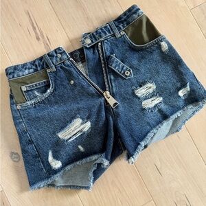 Size Small, new without tags,denim shorts, LOL brand, front zipper,green pockets